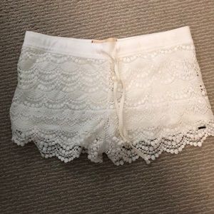Hollister white soft crocheted shorts